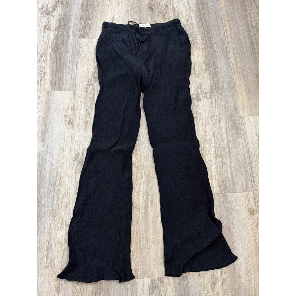 Abercrombie & Fitch Black Crinkle Gauze Wide Leg Drawstring Pants Womens Medium